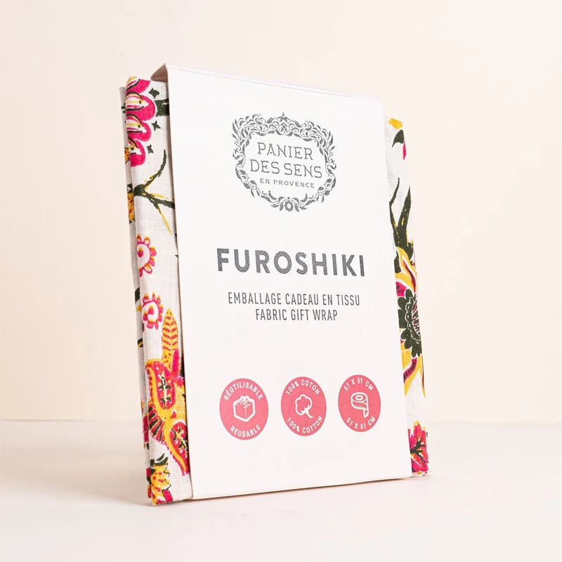 Emballage cadeau réutilisable Furoshiki - 100% coton avec fourreau 51x51 cm