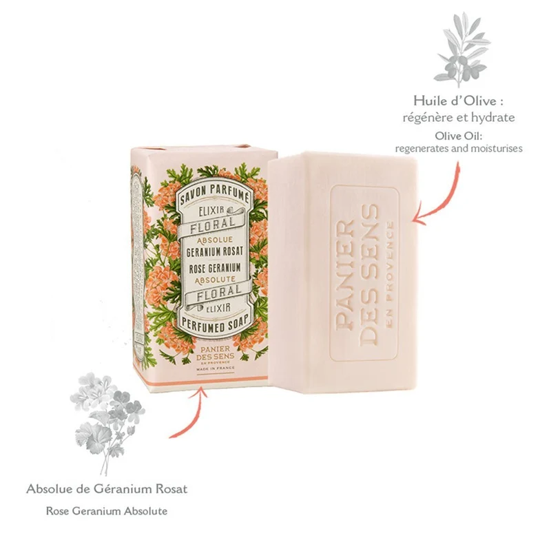 Savon solide parfumé - Géranium Rosat 150g