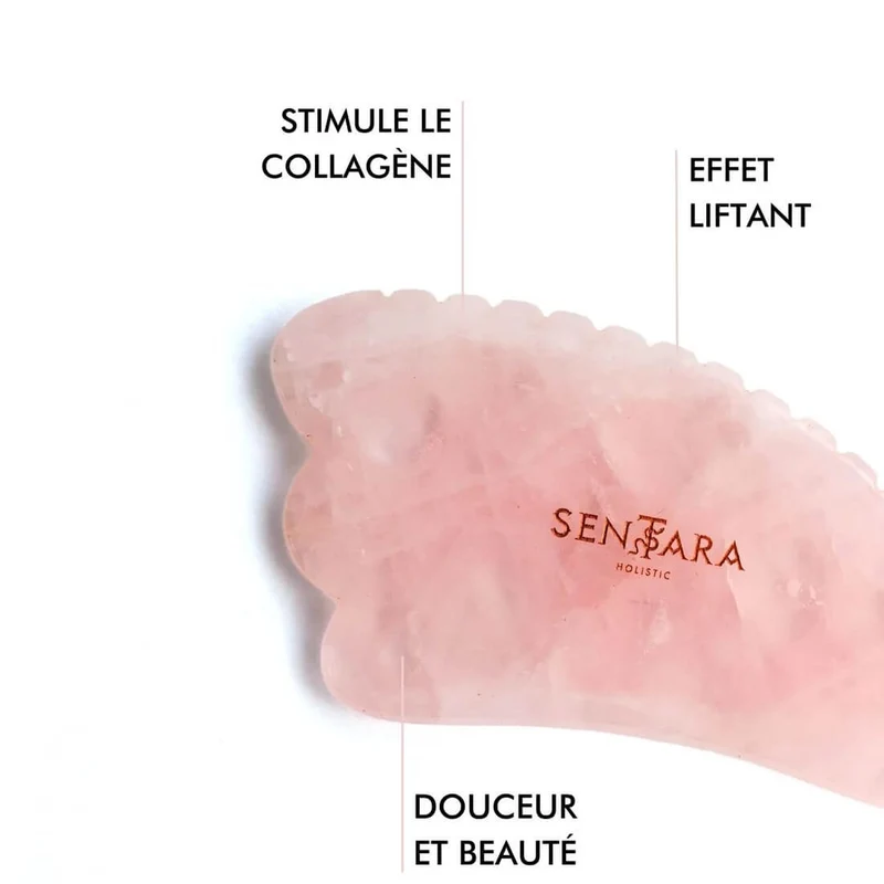 Gua Sha Corne à dents Quartz Rose