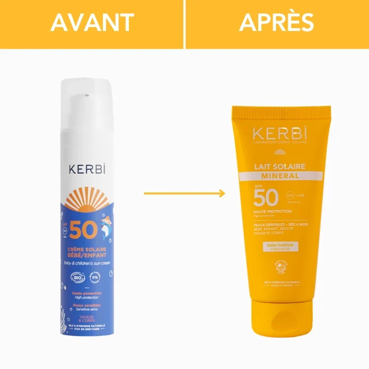 Lait solaire minéral SPF50 - Bébé, Enfant et Adulte