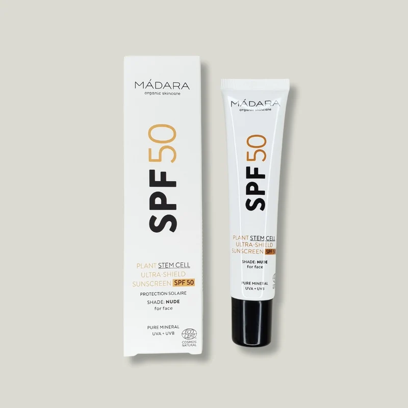 Crème solaire visage anti-âge teintée SPF50