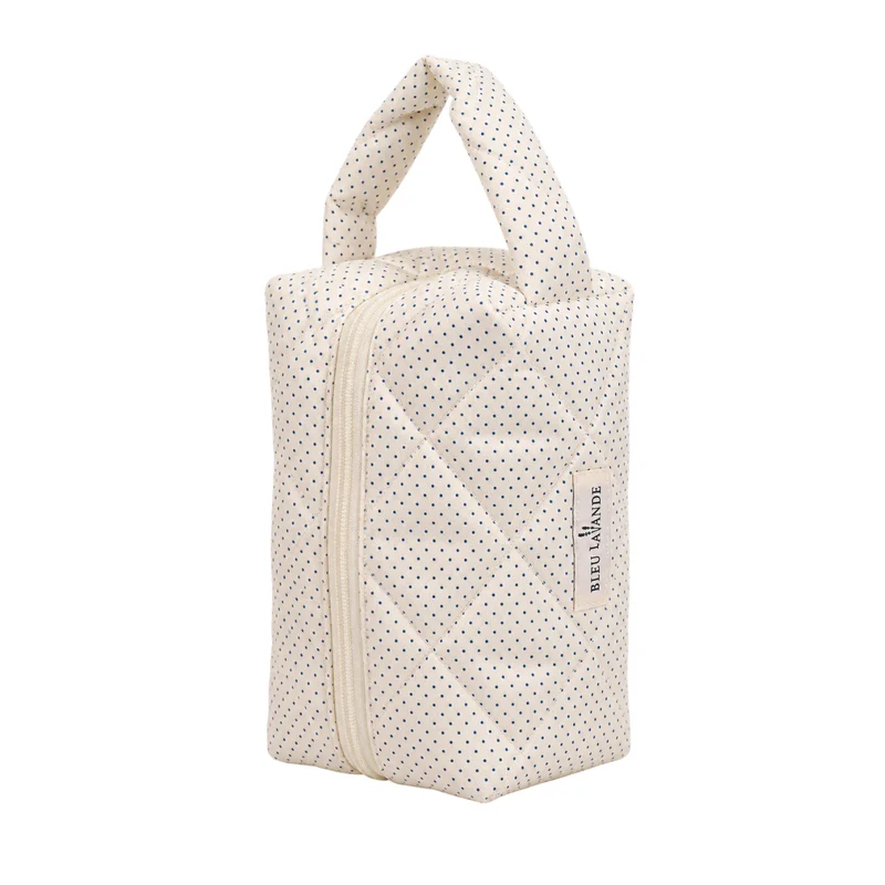 Trousse à cosmétiques matelassée – Bleu Lavande