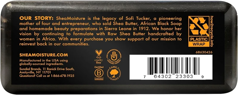 Shea Moisture - African Black Soap - Savon noir africain anti-acné - 99g (1 barre)