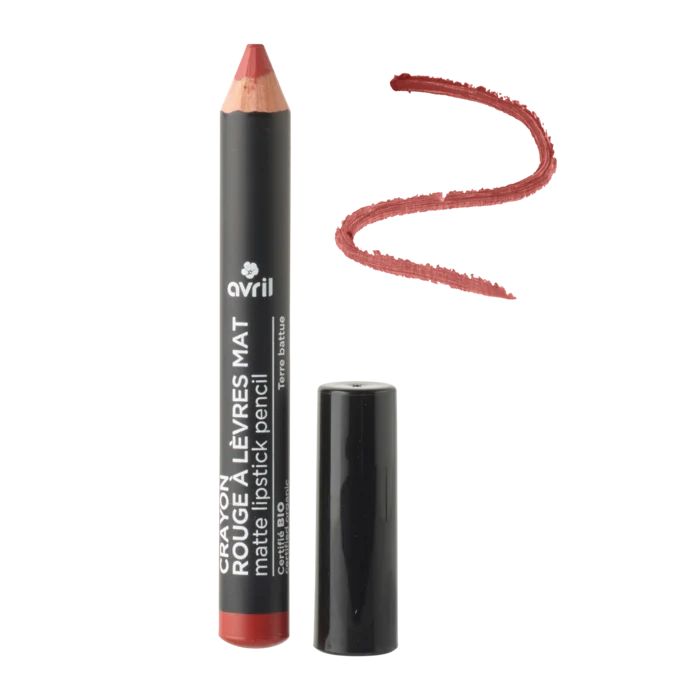 Crayon rouge à lèvres mat Terre battue certifié bio