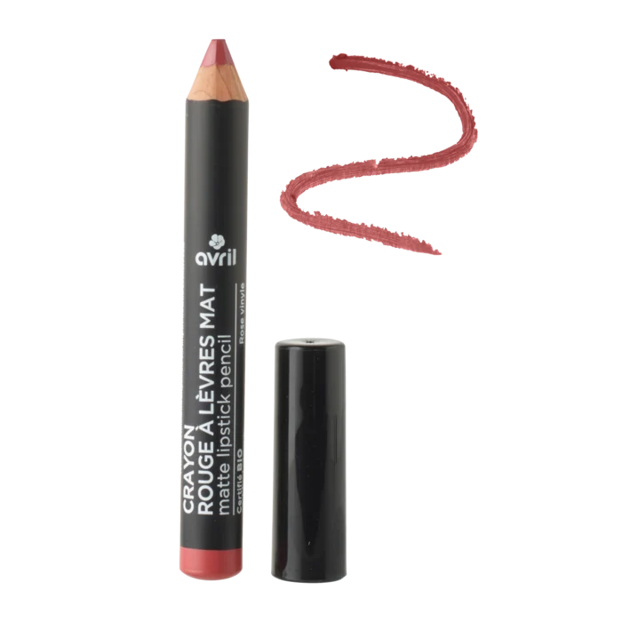 Crayon rouge à lèvres mat Rose vinyle certifié bio