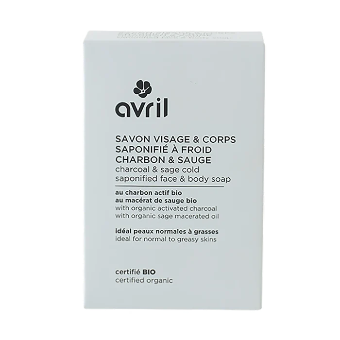 Savon à froid visage & corps charbon & sauge 100 g certifié bio