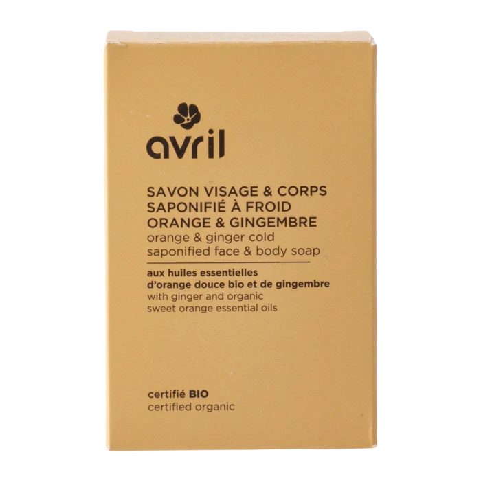 Savon à froid visage & corps orange & gingembre 100 g certifié bio