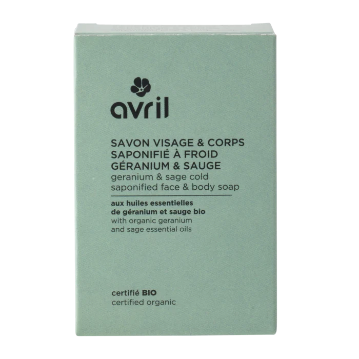Savon à froid visage & corps géranium & sauge 100 g certifié bio