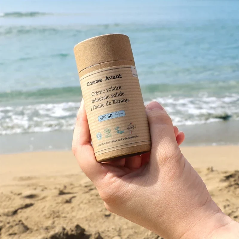 Crème solaire minérale solide à l'huile de Karanja SPF50