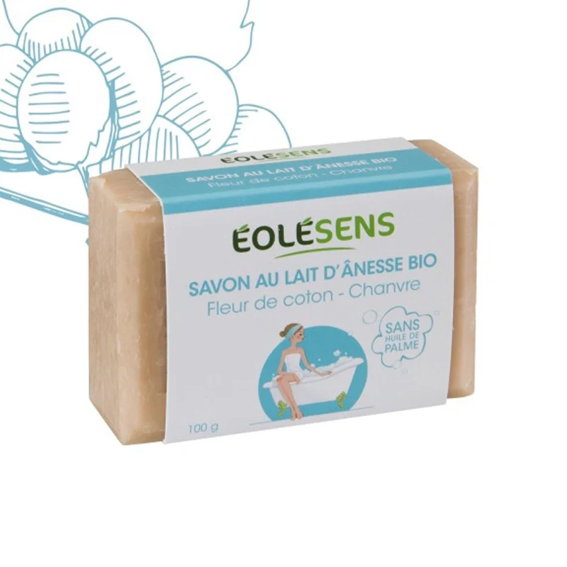 Savon au lait d'ânesse BIO - Fleur de coton & Chanvre