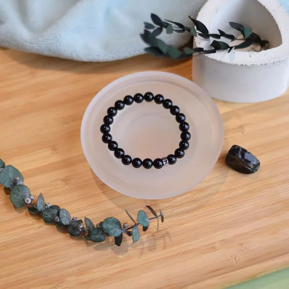 Bracelet Tourmaline Noire Perles rondes 8 mm