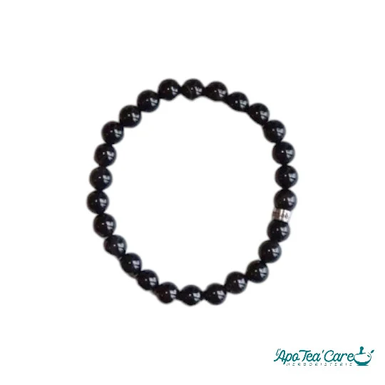 Bracelet Onyx Perles rondes 8 mm Poignet large