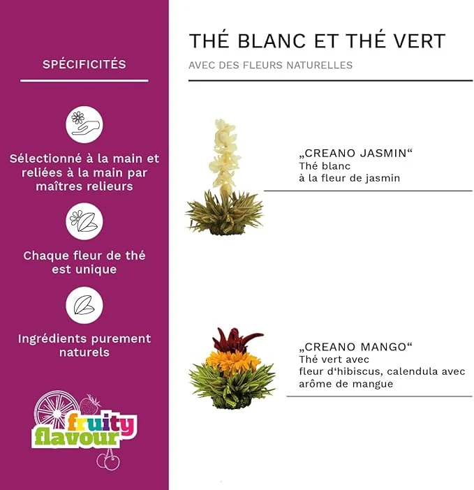 Créano Théière en verre (INCLUS : 2 thés blancs et thés verts)