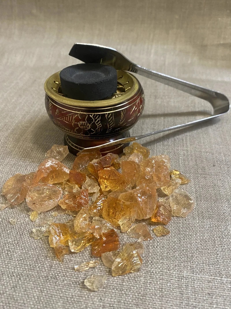 Pince à charbon ardent argentée pour encens naturels