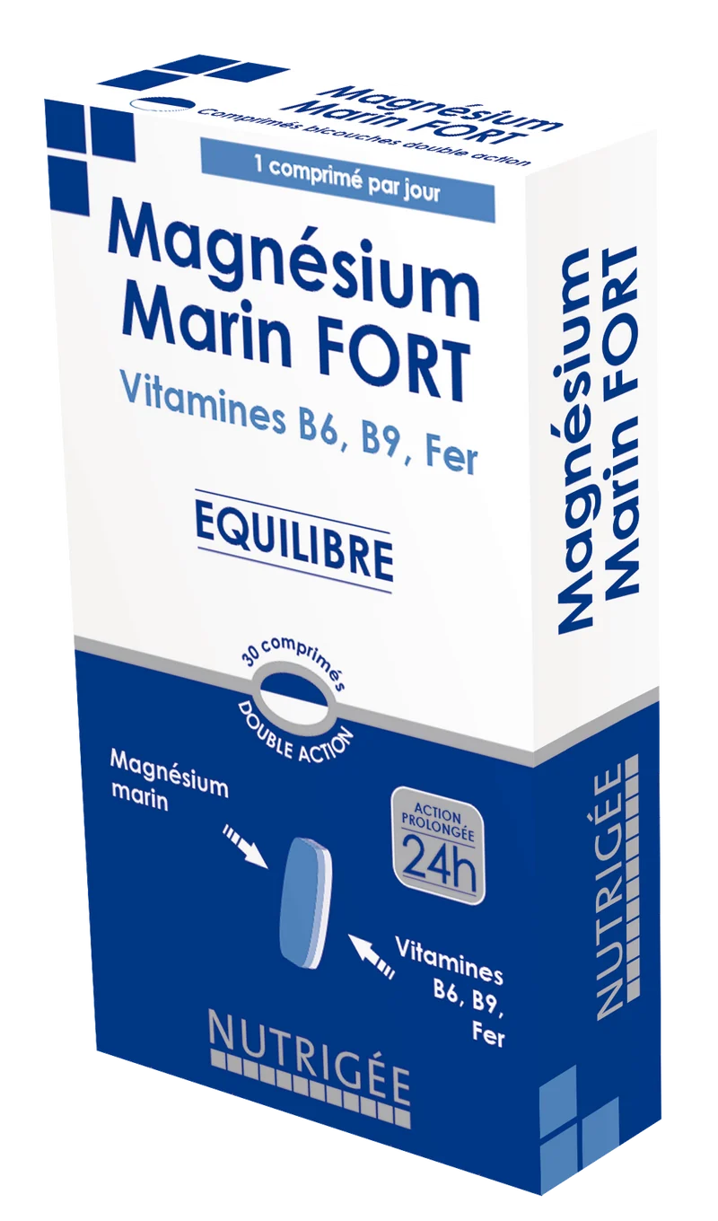 Magnésium Marin Fort + B6 + B9 + Fer (Comprimés)