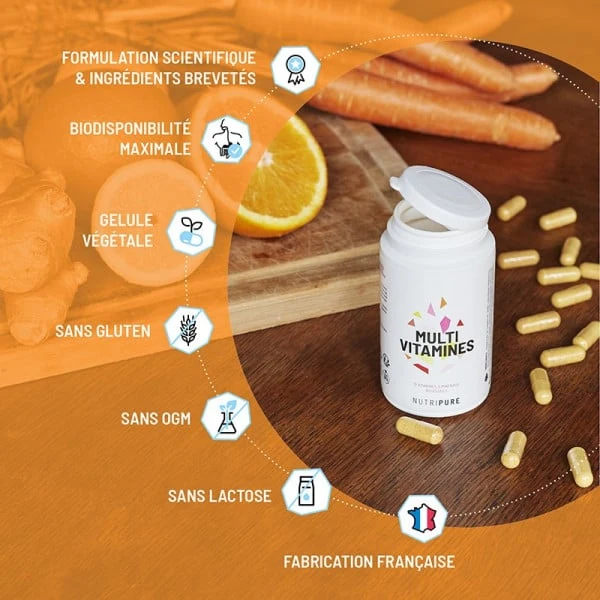 Multivitamines 60 Gélules Nutripure - Vitalité, Énergie & Immunité