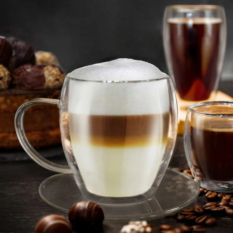 Créano Verre à thé Thermique à Double Paroi XXL avec soucoupe