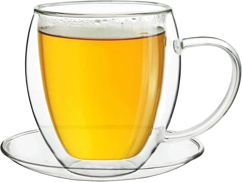 Créano Verre à thé Thermique à Double Paroi XXL avec soucoupe