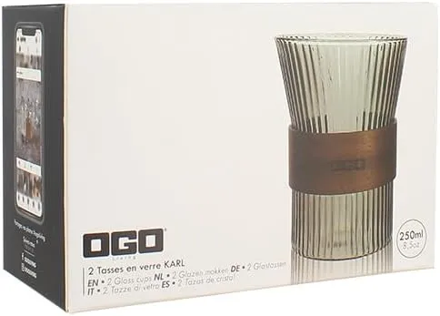 Lot de 2 Tasses Karl 250ml en Verre Borosilicate Graphite