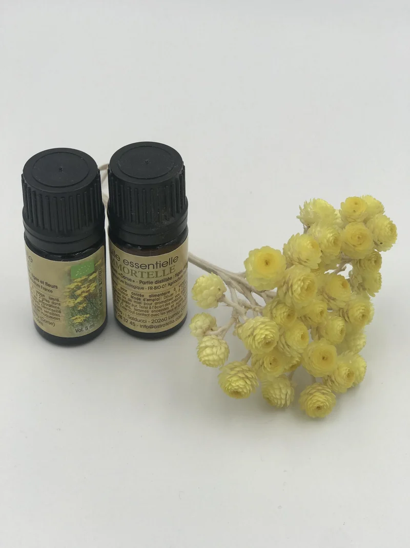 Huile essentielle Immortelle Helichryse BIO - Cultivée à Lumio Corse