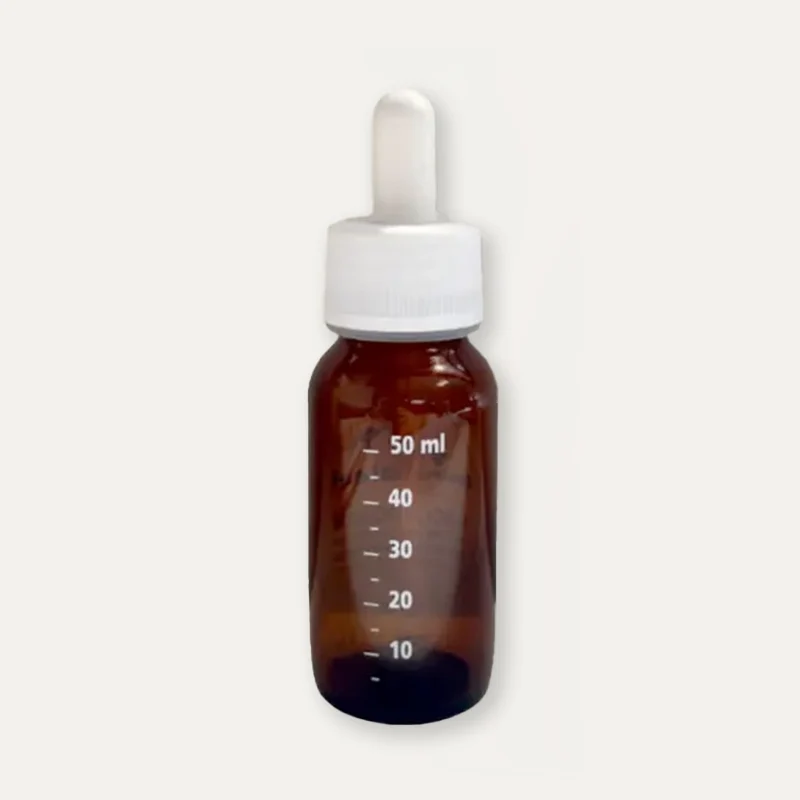 Flacon avec pipette en verre ambré 50 mL