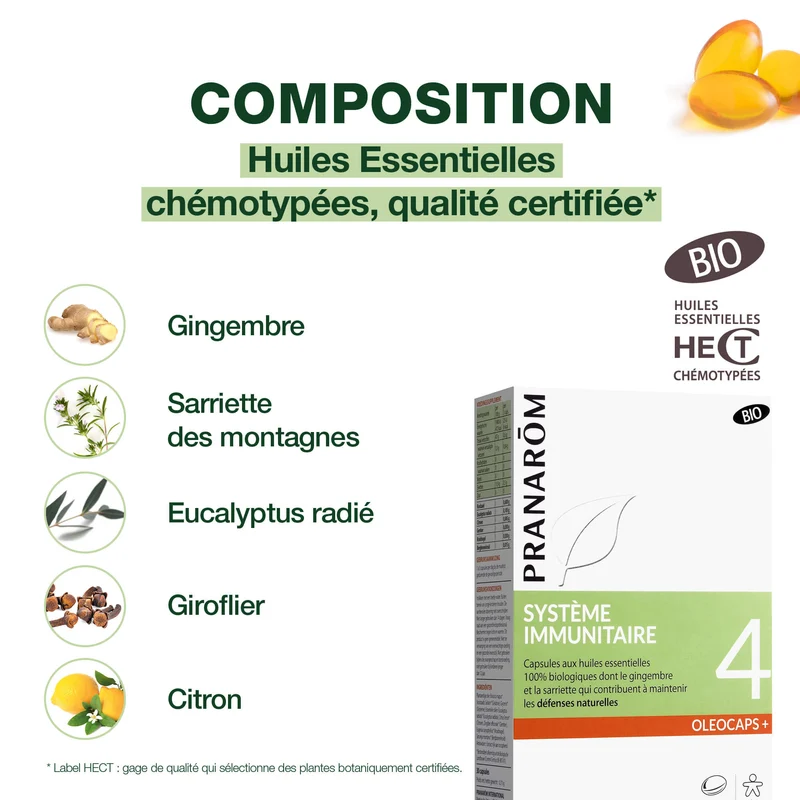 Oleocaps 4 - Capsules Système immunitaire - Bio