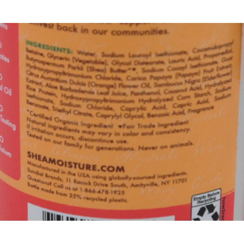 SHEA MOISTURE PAPAYA & NEROLI ≡ Shampooing Contrôle des frisottis toute la journée