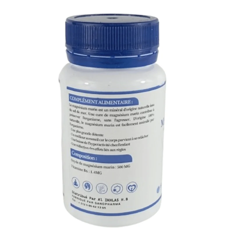 Magnésium Marin Naturel – 60 Gélules de 500 mg
