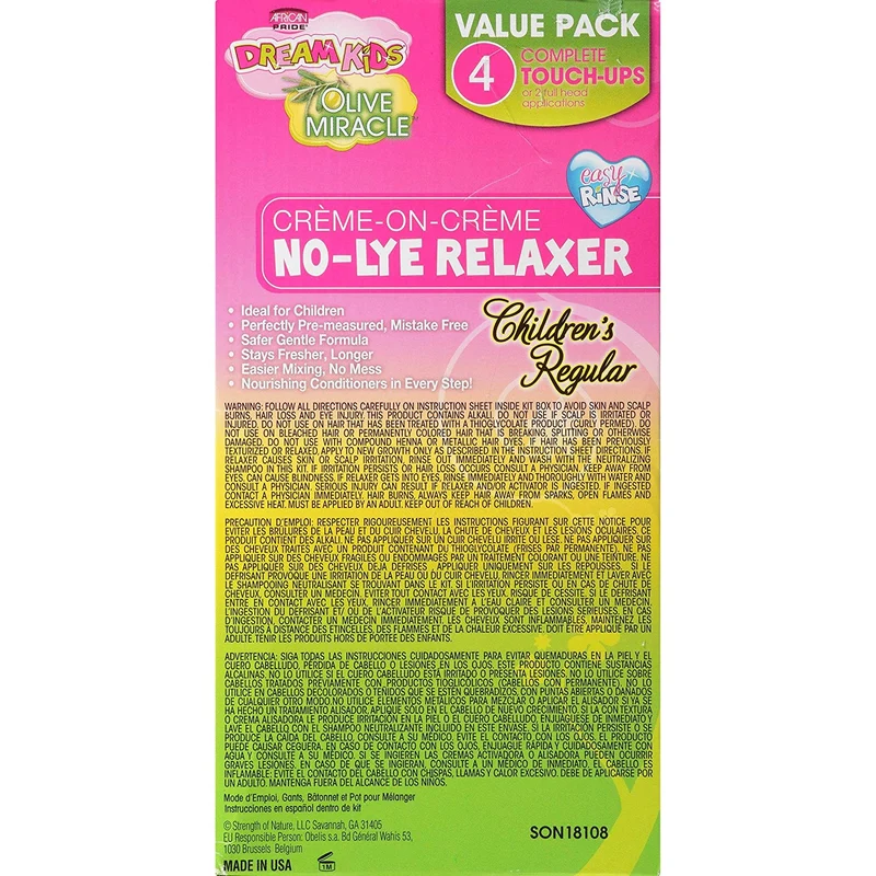 AFRICAN PRIDE OLIVE MIRACLE DREAM KIDS≡ Kit 4 Défrisant Pour Enfant "Normal"