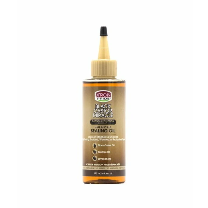 AFRICAN PRIDE BLACK CASTOR MIRACLE ≡ Huile Cheveux Et Cuir Chevelu "Sealing Oil"