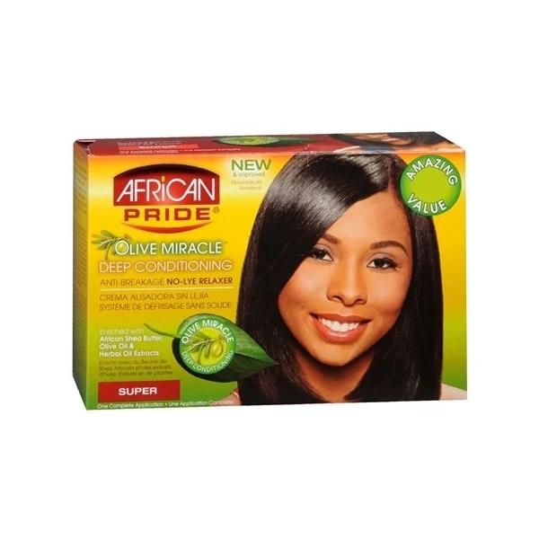 AFRICAN PRIDE OLIVE MIRACLE ≡ Kit Défrisant Anti-Casse "Super"