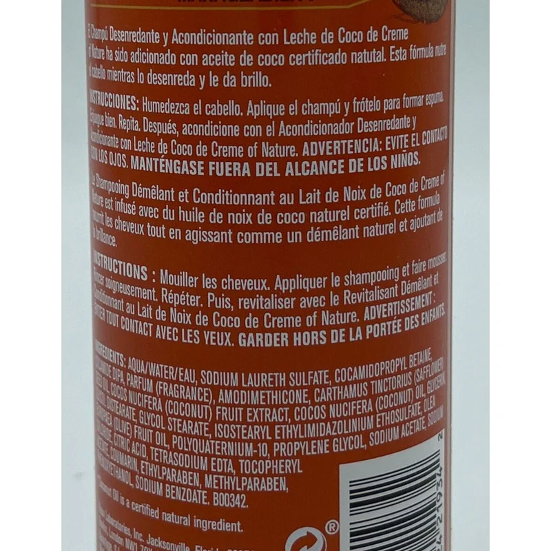 CREME OF NATURE COCONUT ≡ Shampooing Démêlant & Conditionnant
