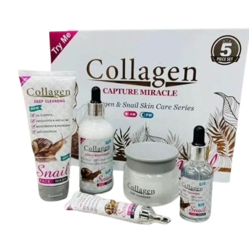 Collagène Pack Soins Anti-Âge Collagène & Escargot - Sérum, Crème et Nettoyant
