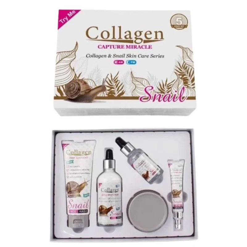 Collagène Pack Soins Anti-Âge Collagène & Escargot - Sérum, Crème et Nettoyant