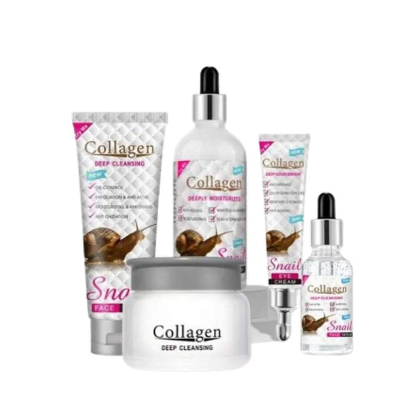 Collagène Pack Soins Anti-Âge Collagène & Escargot - Sérum, Crème et Nettoyant