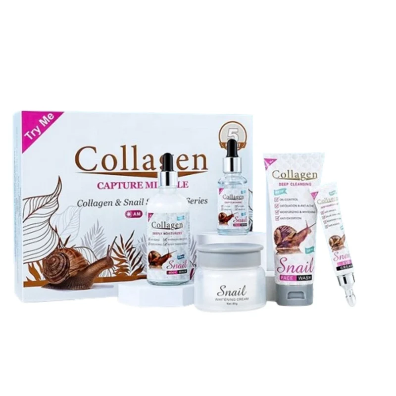 Collagène Pack Soins Anti-Âge Collagène & Escargot - Sérum, Crème et Nettoyant