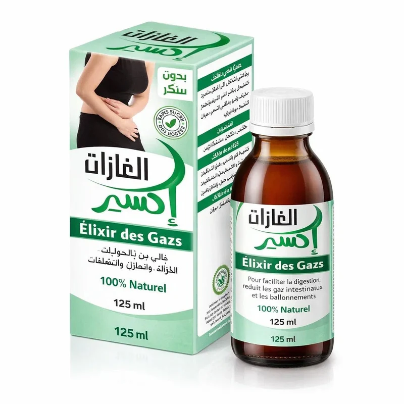 Élixir Gaz 125ml – Confort Digestif, Anti-Ballonnements & Anti-Gaz | Solution Liquide