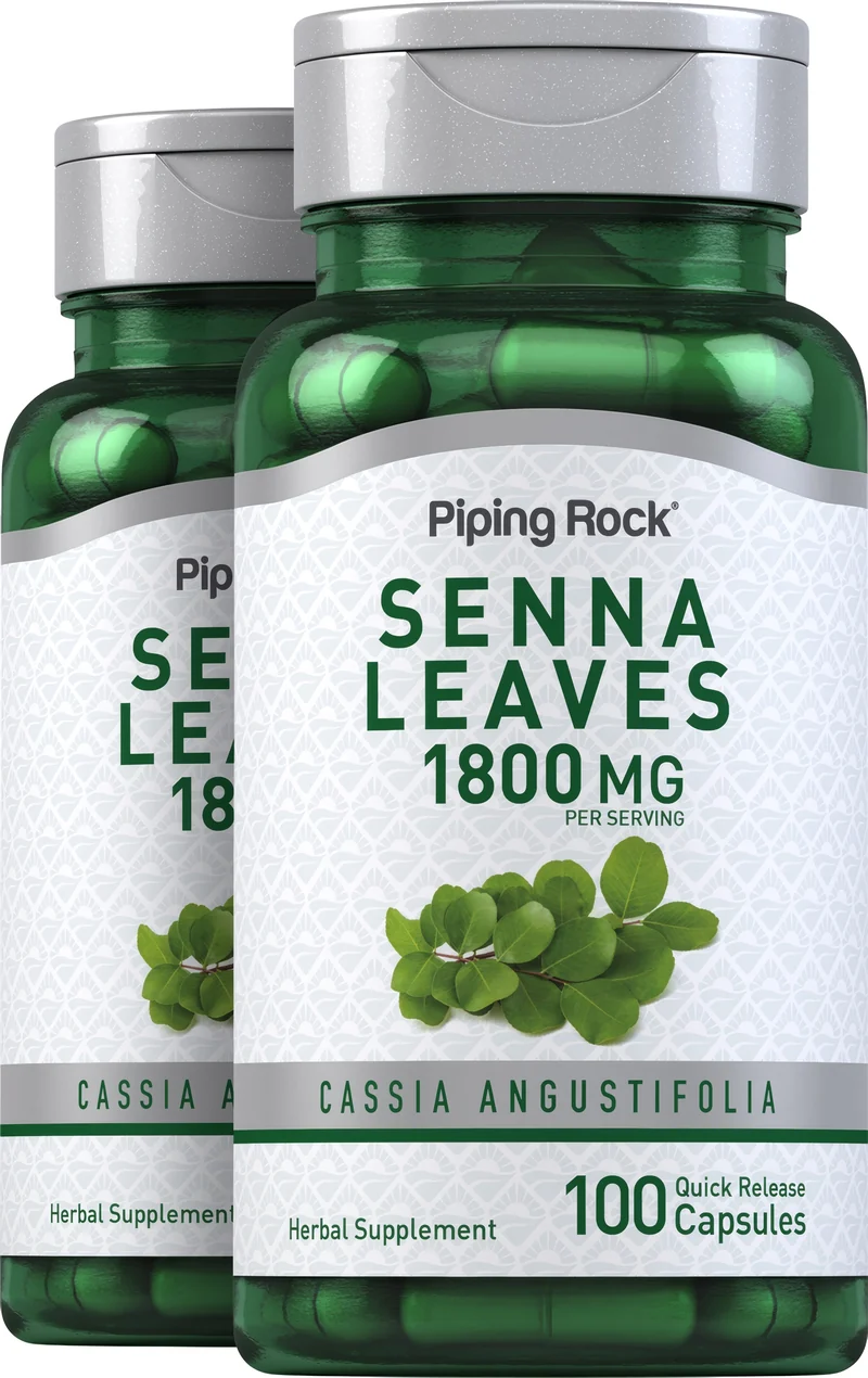 Senna Leaves, 1800 mg (per serving), 100 Quick Release Capsules, 2 Bottles