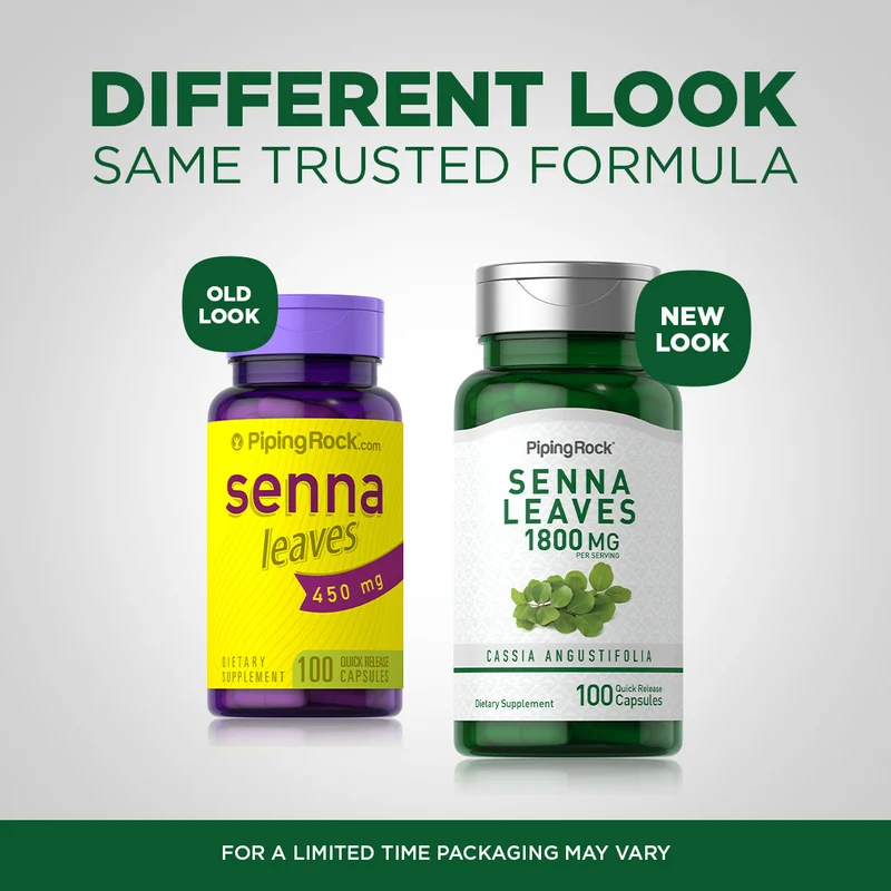Senna Leaves, 1800 mg (per serving), 100 Quick Release Capsules, 2 Bottles