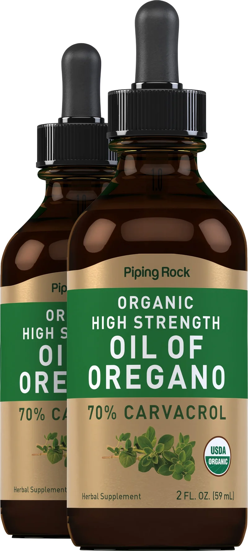 Oil of Oregano High Strength (Organic), 2 fl oz (59 mL) Dropper Bottle, 2 Dropper Bottles