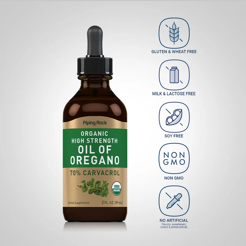 Oil of Oregano High Strength (Organic), 2 fl oz (59 mL) Dropper Bottle, 2 Dropper Bottles