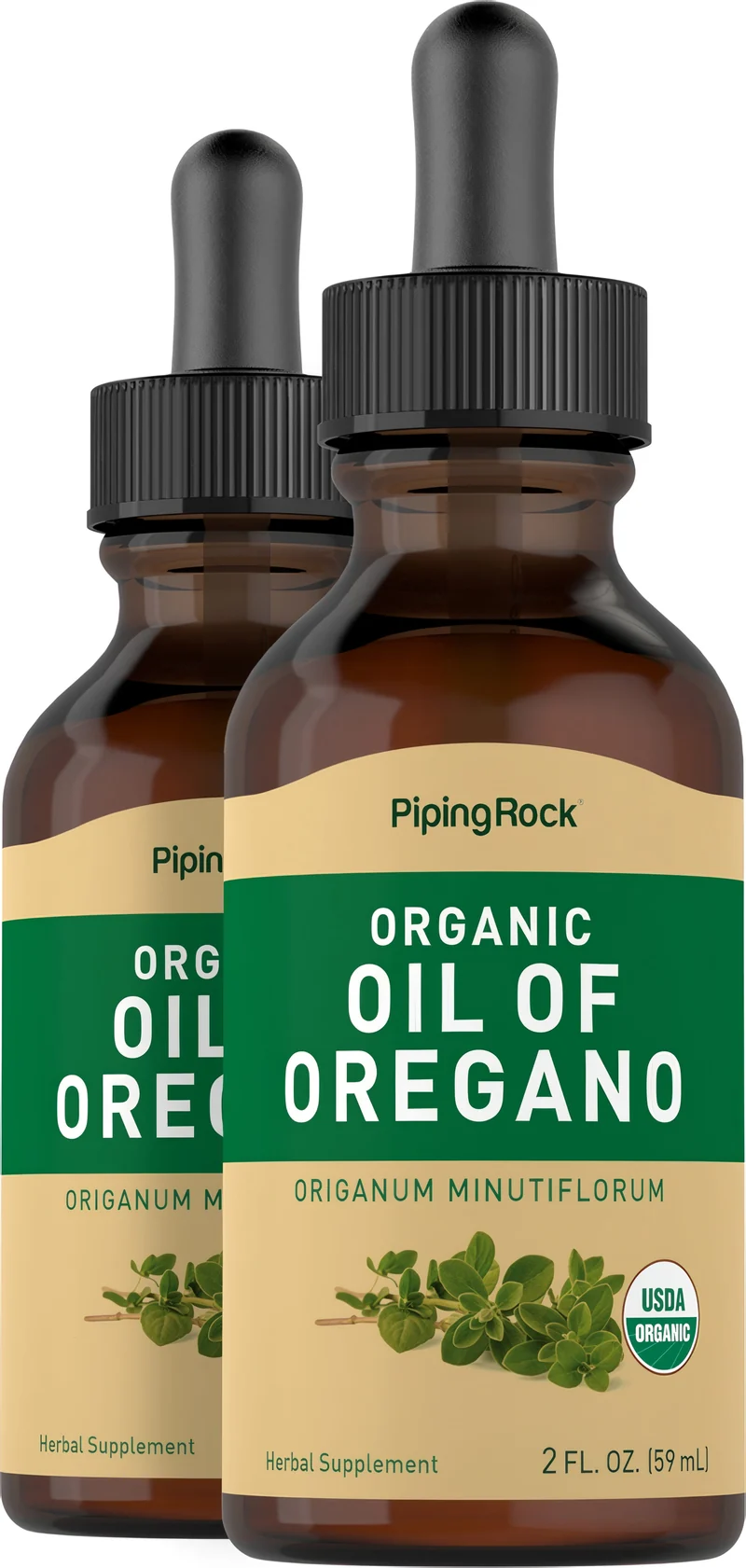 Oil of Oregano (Organic), 2 fl oz (59 mL) Dropper Bottle, 2 Dropper Bottles