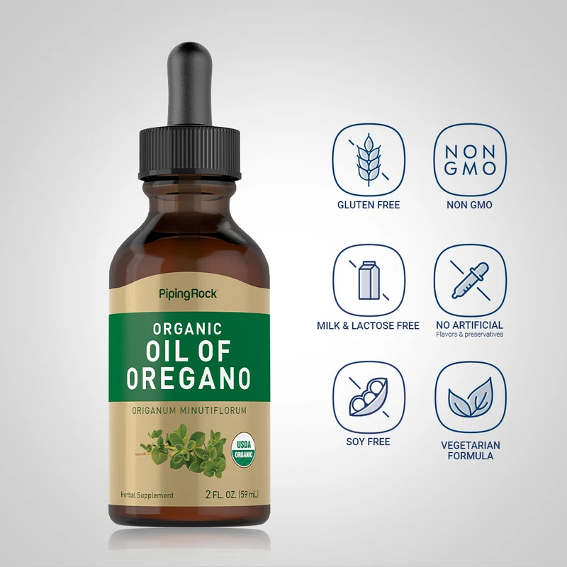 Oil of Oregano (Organic), 2 fl oz (59 mL) Dropper Bottle, 2 Dropper Bottles