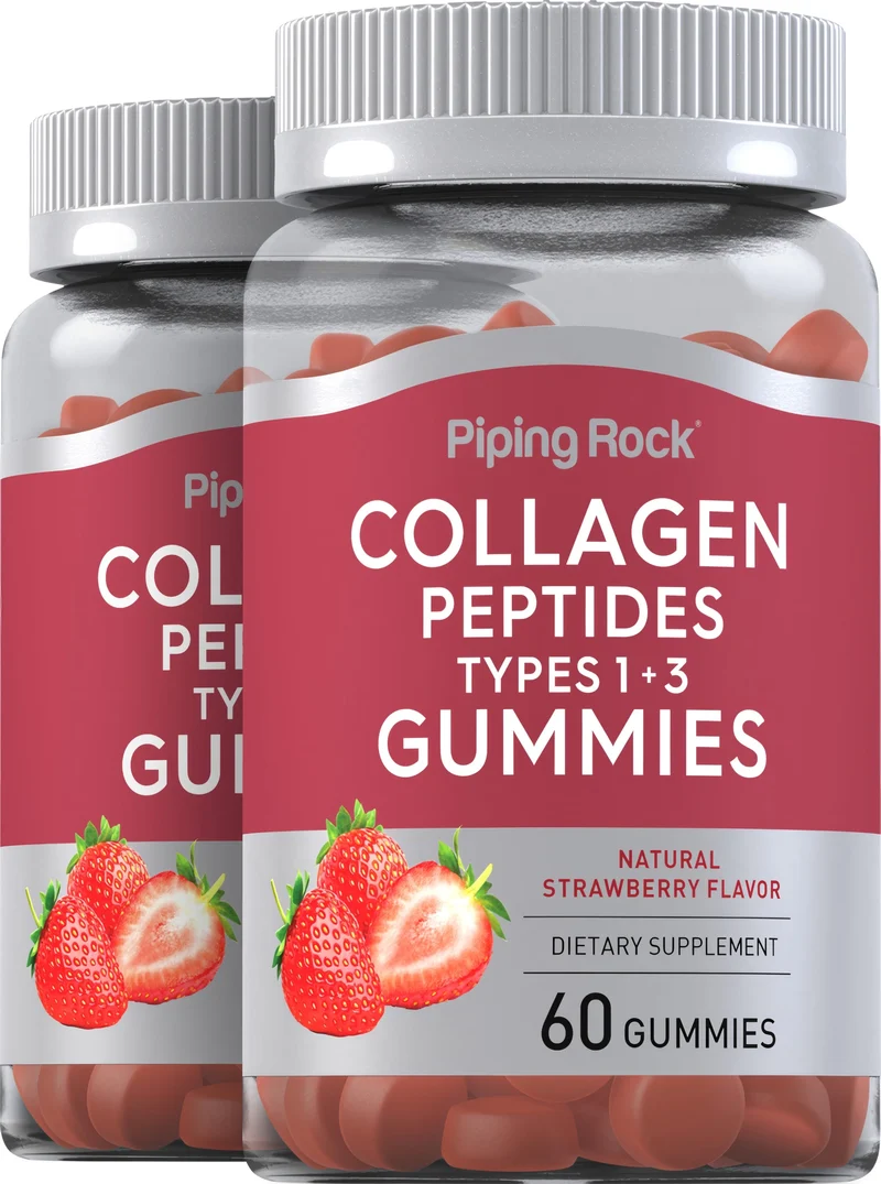 Collagen Type 1 & 3 (Strawberry), 60 Gummies, 2 Bottles
