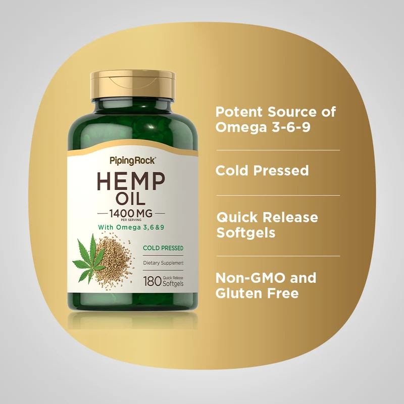 Hemp Seed Oil (Cold Pressed), 1400 mg (per serving), 180 Quick Release Softgels, 2 Bottles