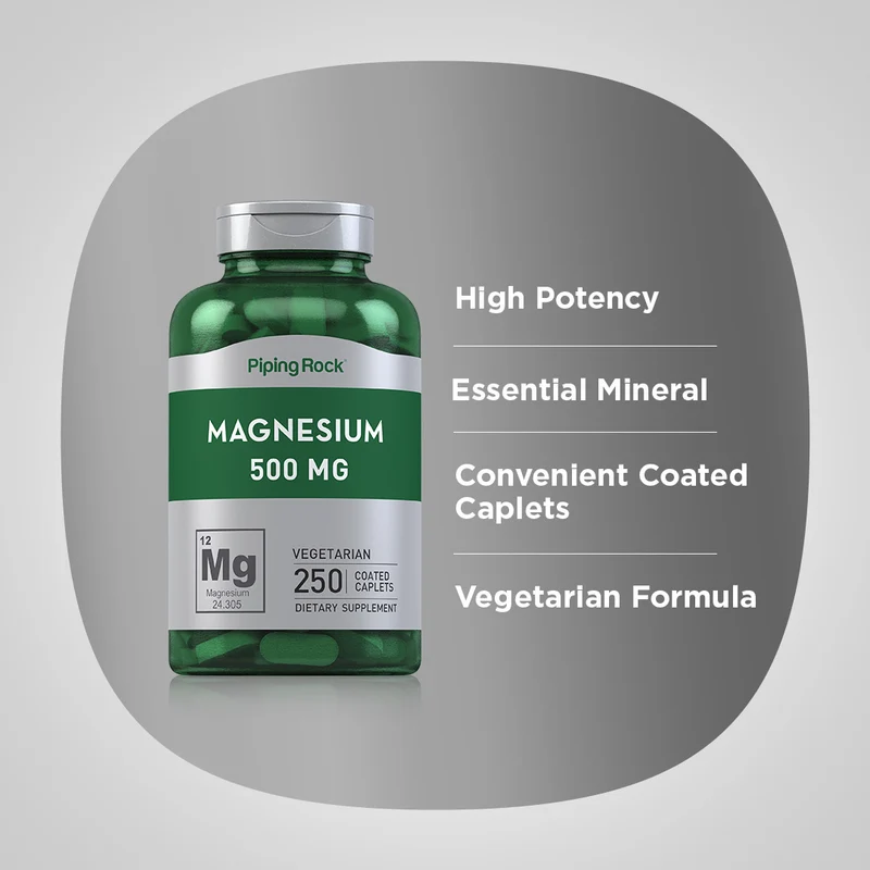 Magnesium Oxide, 500 mg, 250 Coated Caplets, 2 Bottles