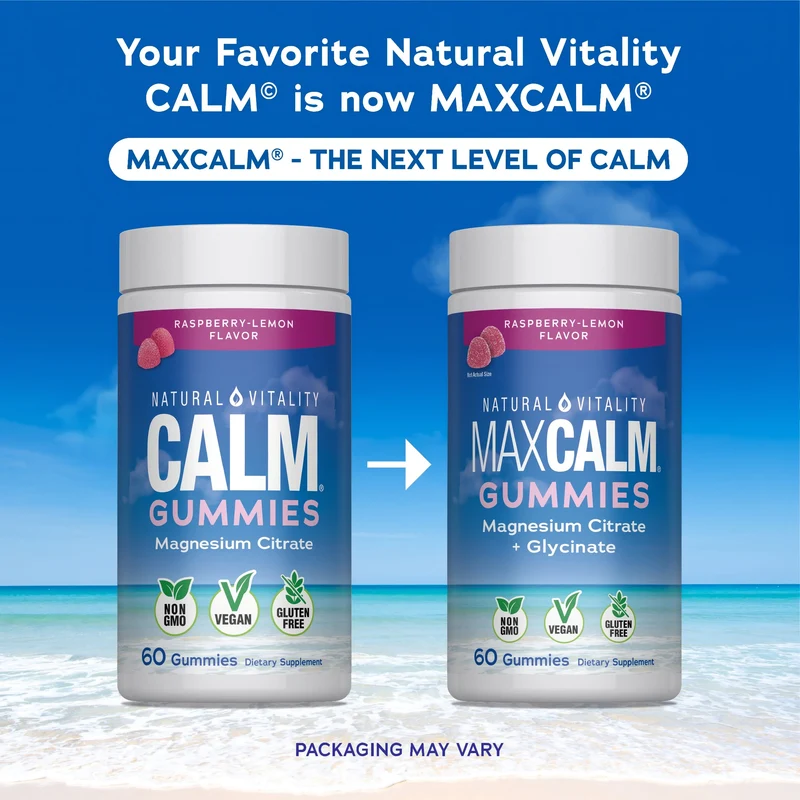 MAXCALM Gummies Raspberry-Lemon Flavor, 60 Tasty Gummies