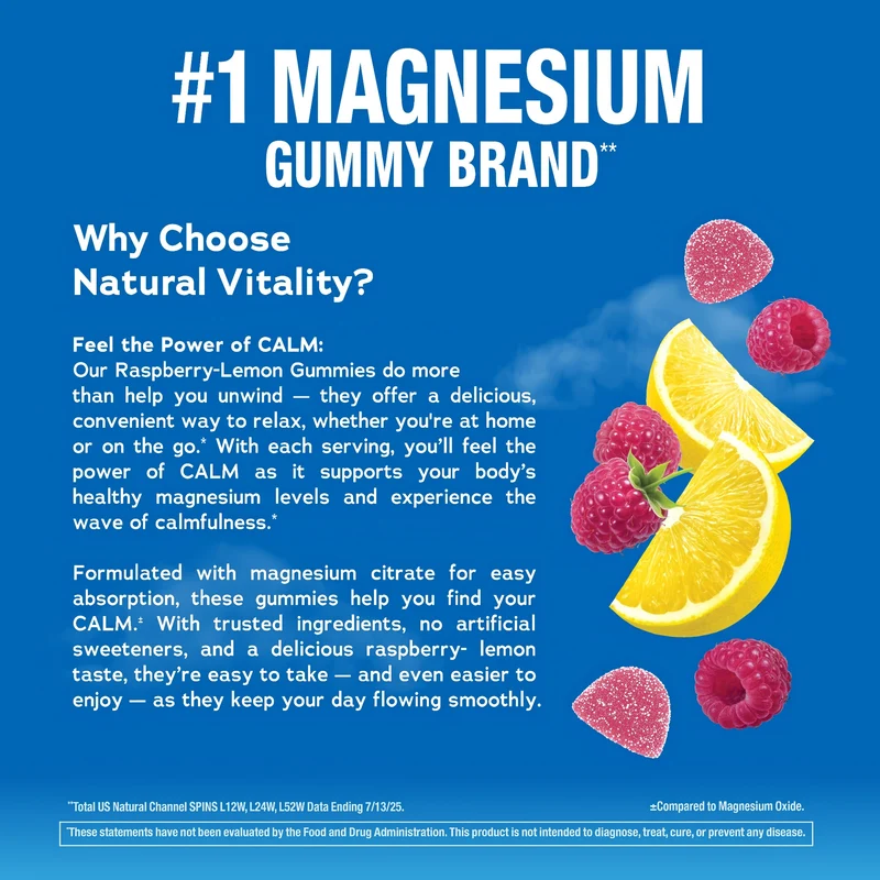 MAXCALM Gummies Raspberry-Lemon Flavor, 60 Tasty Gummies