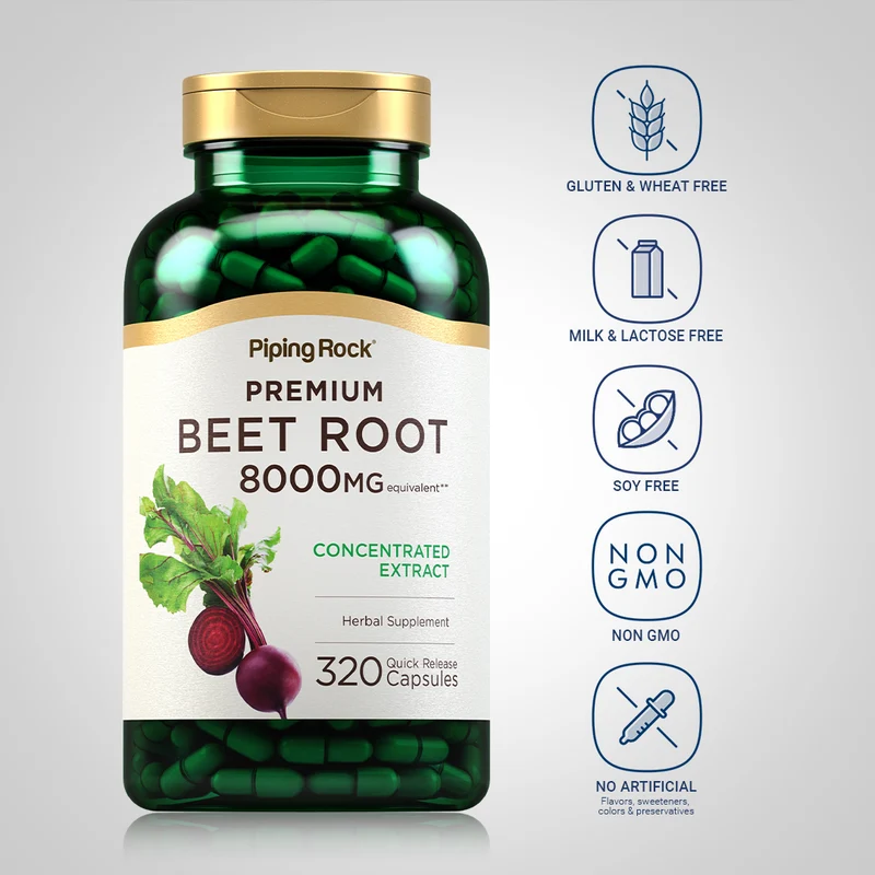 Beet Root Concentrated Extract, 8000 mg, 320 Quick Release Capsules, 2 Bottles