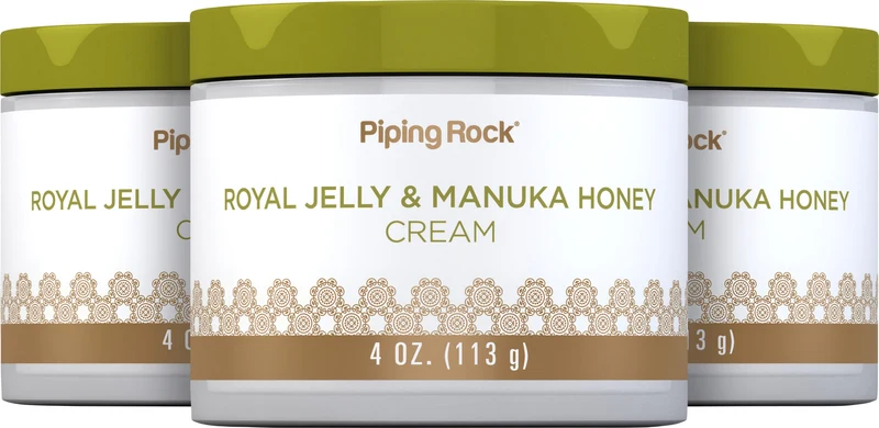 Manuka Honey Cream with Royal Jelly, 4 oz (113 g) Jar, 3 Jars